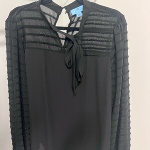 CeCe Black Sheer Sleeve Blouse